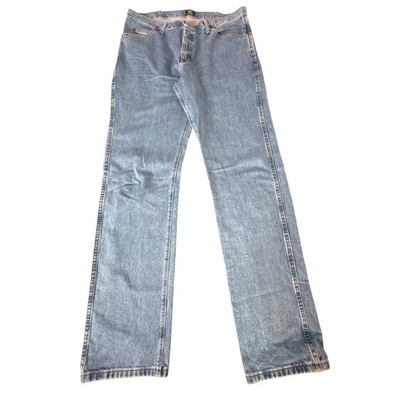 Wrangler 47MWZ Men's Light Wash Straight Leg Jeans Size 36 - Picture 2 of 10